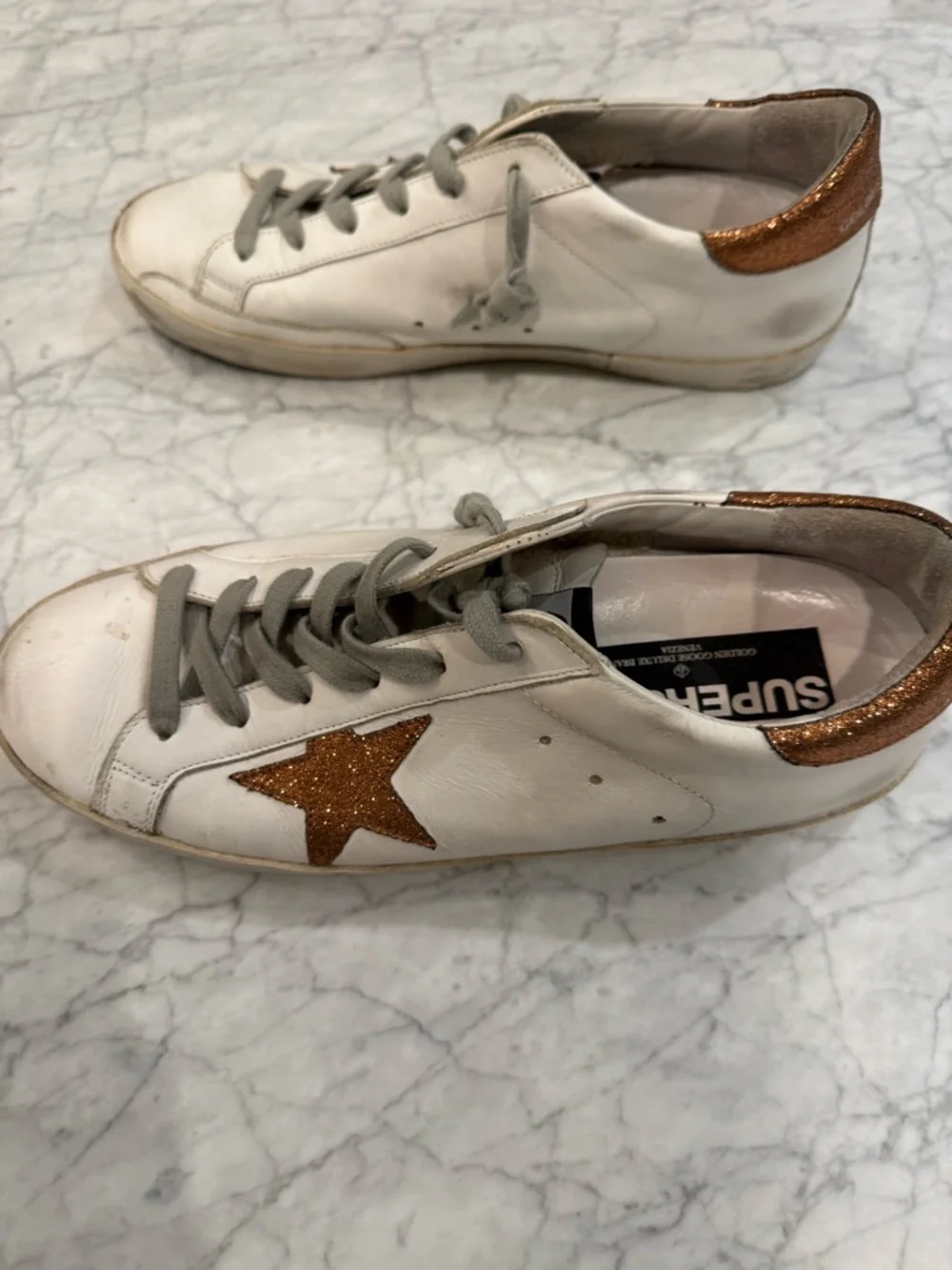 Golden Star White Leather Sneakers - Picture 2 of 6